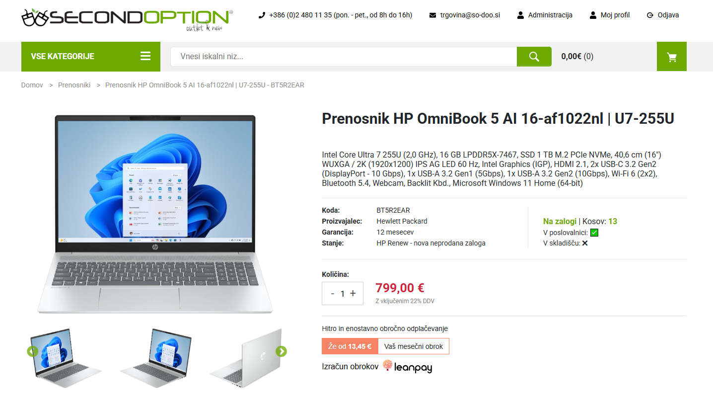 Omnibook nakup Link ki vodi na spletno stran izdelka omnibook prenosnik